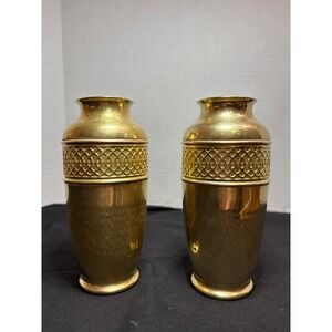 Vintage Brass Vases Pair Made in England Decorative‎ Home Decor Set